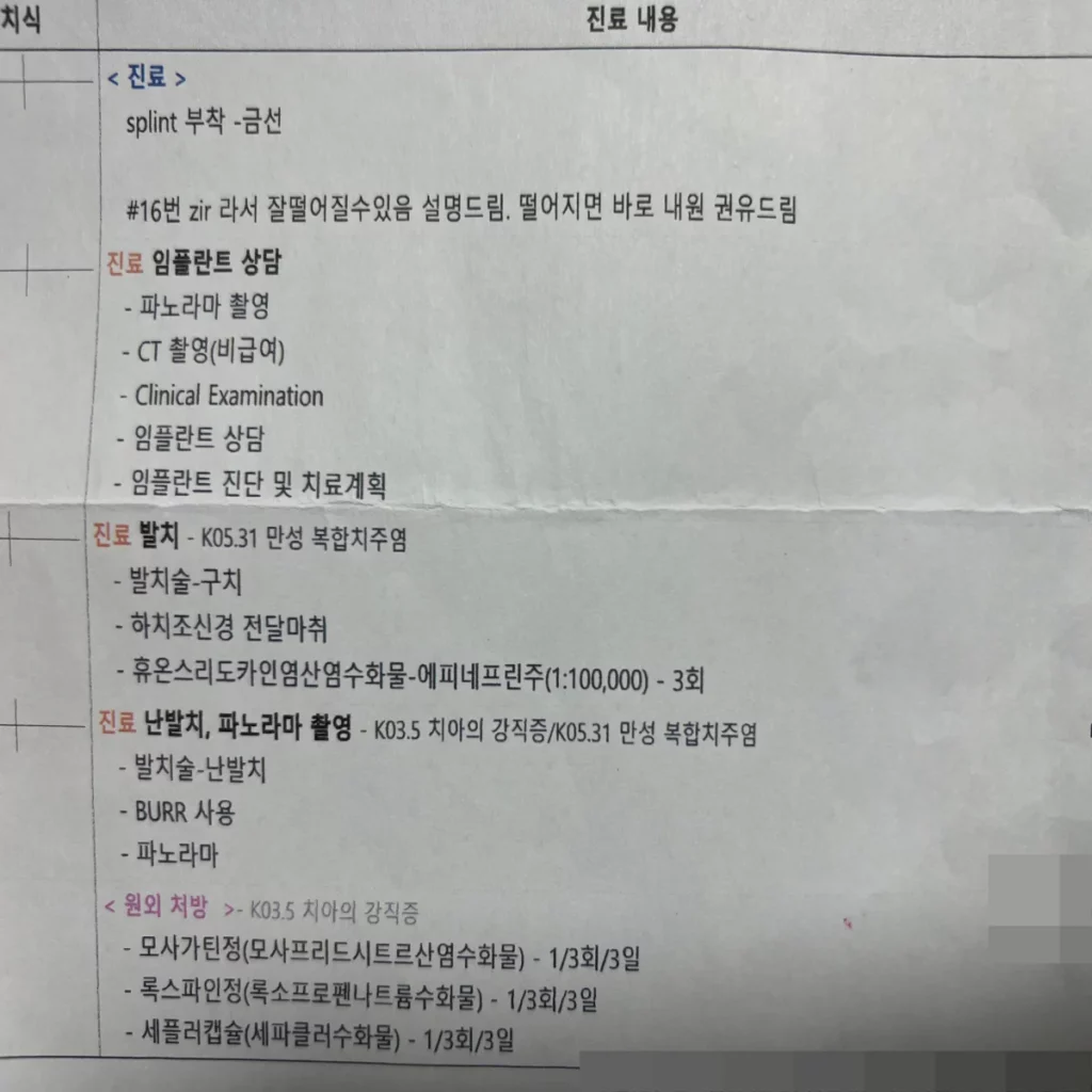 치주염-어금니-발치-진료기록부