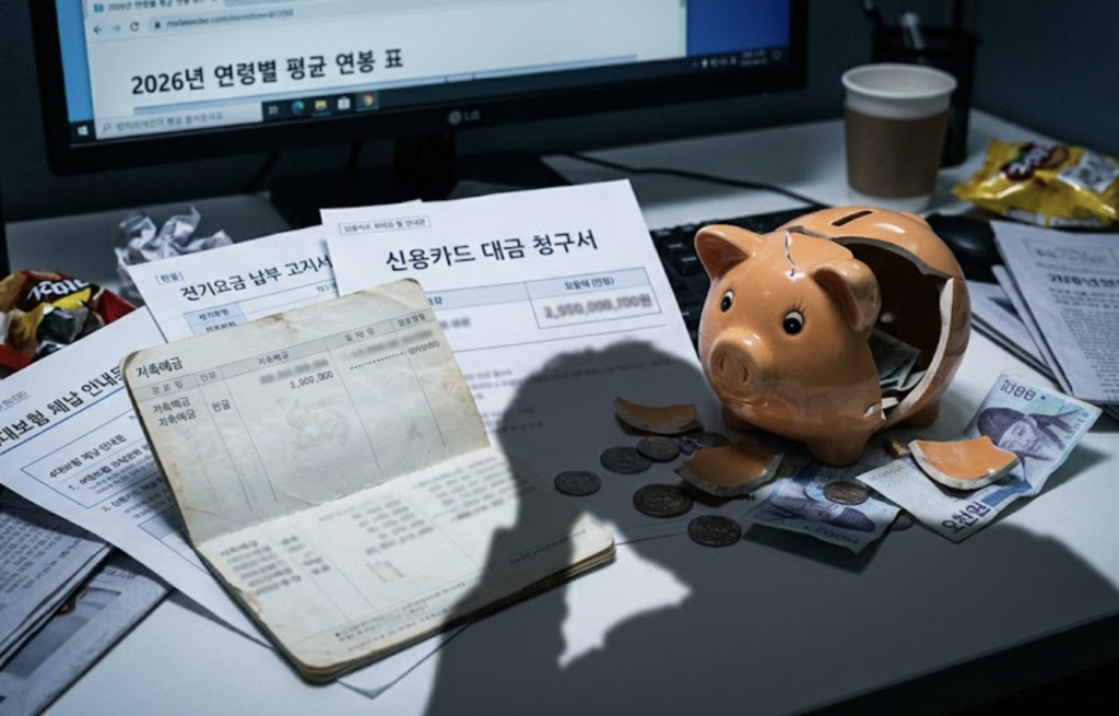 2026년 연령별 평균 연봉 및 실수령액 표 20대~50대