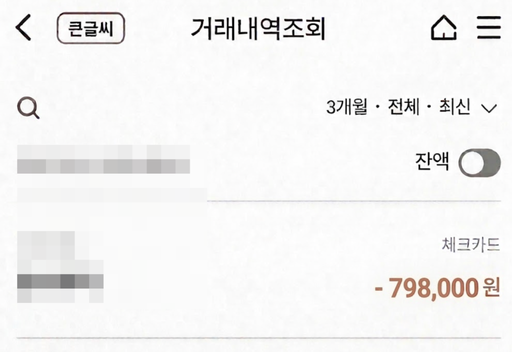 페인큐 의료기 가격 영수증 예시